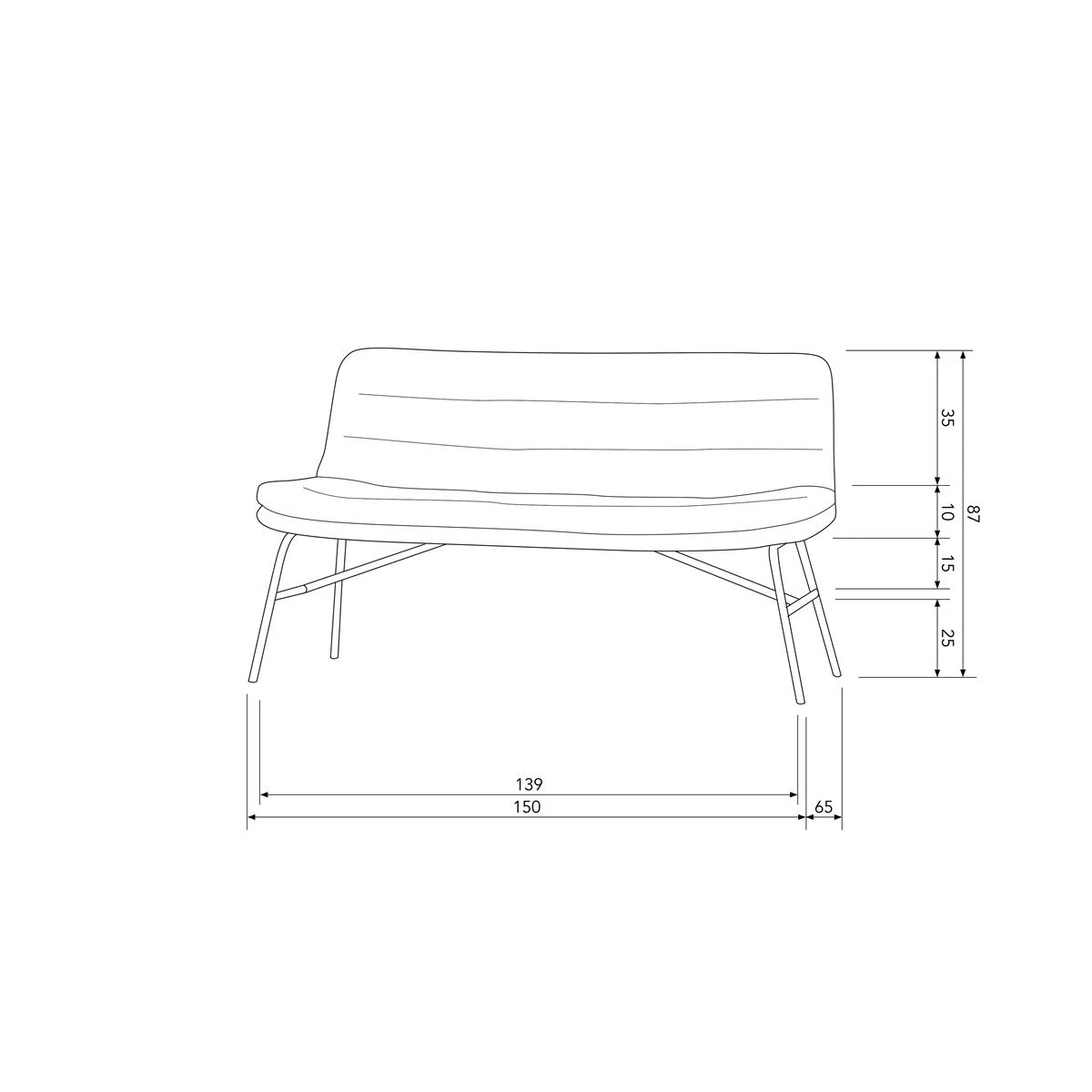 WOOOD Lucy Eetkamerbankje - Bouclé - Off White - 87x150x67 7 WOOOD Lucy Eetkamerbankje - Bouclé - Off White - 87x150x67 - Afbeelding 5