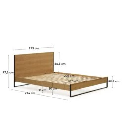 Kave Home - Bed Taiana Van Eikenfineer En Stalen Poten Met Zwart -Meubels Voor Thuis 10717764