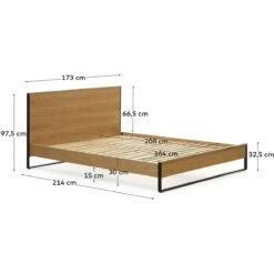 Kave Home - Bed Taiana Van Eikenfineer En Stalen Poten Met Zwart -Meubels Voor Thuis 10717765
