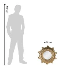 Clayre & Eef Spiegel Ø 51 Cm Goudkleurig Kunststof Grote Spiegel -Meubels Voor Thuis 10720138