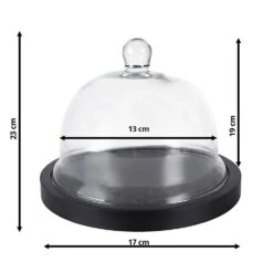 Clayre & Eef Stolp Ø 23x17 Cm Zwart Hout Glas Rond Glazen Stolp -Meubels Voor Thuis 10732068