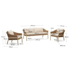 Kave Home - Set Pola 2-zitsbank En 2 Fauteuils In Massief -Meubels Voor Thuis 10743290