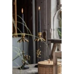 Clayre & Eef Kandelaar Aap 32 Cm Goudkleurig Zwart Kunststof Metaal -Meubels Voor Thuis 10754671