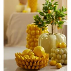 Light & Living Vaas Citroen - Geel - Polystone - 24x33x24cm (BxHxD) -Meubels Voor Thuis 10758579