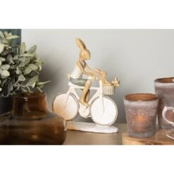 Clayre & Eef Beeld Konijn 18x7x22 Cm Wit Beige Polyresin -Meubels Voor Thuis 10759874