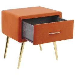 Beliani - FLAYAT - Nachtkastje - Oranje - Fluweel -Meubels Voor Thuis 10768836