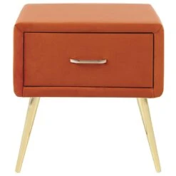 Beliani - FLAYAT - Nachtkastje - Oranje - Fluweel -Meubels Voor Thuis 10768838