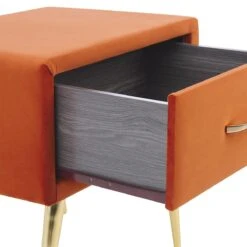 Beliani - FLAYAT - Nachtkastje - Oranje - Fluweel -Meubels Voor Thuis 10768850