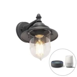 QAZQA Smart Buitenwandlamp Donker Grijs Incl. Wifi ST64 - Oxford