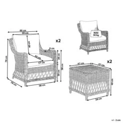 Beliani - RIBOLLA - Tuinstoel Set Van 2 - Natuurlijk - Rotan -Meubels Voor Thuis 10793085