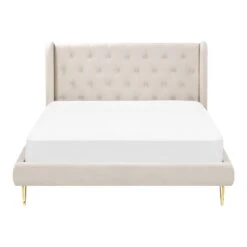 Beliani - FORBACH - Tweepersoonsbed - Beige - 140 X 200 Cm - Fluweel -Meubels Voor Thuis 10793280