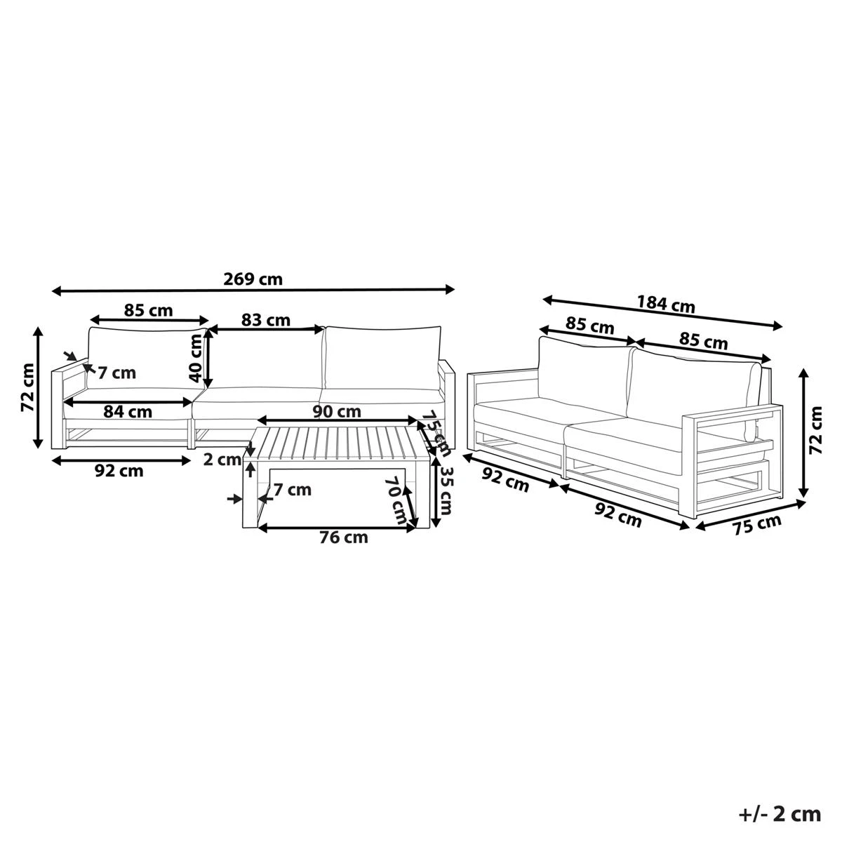 Beliani-TIMOR-Loungeset 5-Mahonie-FSC® Gecertificeerd Acaciahout 13 Beliani-TIMOR-Loungeset 5-Mahonie-FSC® Gecertificeerd Acaciahout - Afbeelding 11
