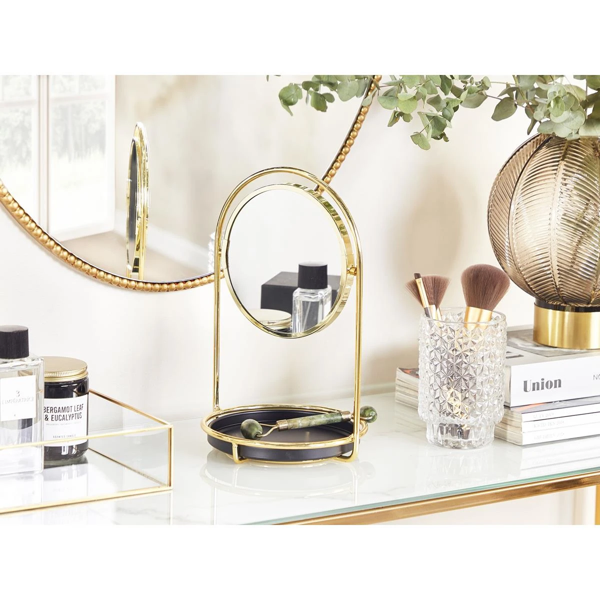 Beliani - INDRE - Make-up Spiegel - Goud - IJzer 4 Beliani - INDRE - Make-up Spiegel - Goud - IJzer - Afbeelding 2