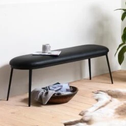 Olivine Lou Bankje Kunstleer Zwart - 140 Cm -Meubels Voor Thuis 10818499