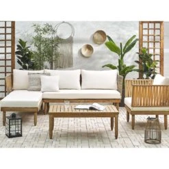 Beliani - CREMONA - Loungeset Voor 4 - Lichte Houtkleur - Acaciahout 9 Beliani - CREMONA - Loungeset Voor 4 - Lichte Houtkleur - Acaciahout -Meubels Voor Thuis 10819493