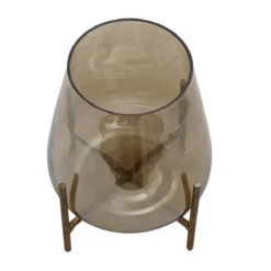 PTMD Savin Windlicht - 17 X 17 X 20 Cm - Glas - Goud -Meubels Voor Thuis 10820356