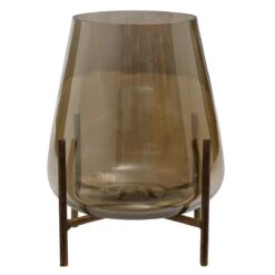 PTMD Savin Windlicht - 17 X 17 X 20 Cm - Glas - Goud -Meubels Voor Thuis 10820365