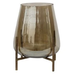 PTMD Savin Windlicht - 17 X 17 X 20 Cm - Glas - Goud -Meubels Voor Thuis 10820376