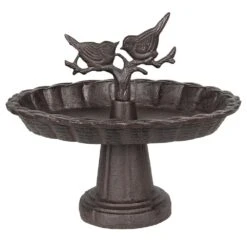 Clayre & Eef Vogelbad 24x19x22 Cm Bruin Ijzer Rond Vogels