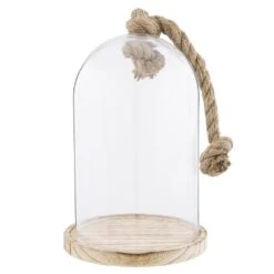 Clayre & Eef Stolp Ø 17x29 Cm Hout Glas Rond Glazen Stolp