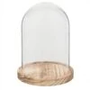 Clayre & Eef Stolp Ø 12x17 Cm Glas Hout Rond Glazen Stolp -Meubels Voor Thuis 10825024