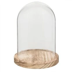 Clayre & Eef Stolp Ø 12x17 Cm Glas Hout Rond Glazen Stolp