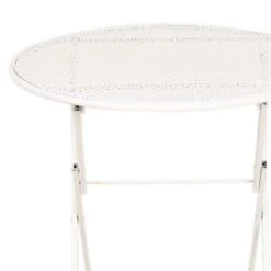 Clayre & Eef Bistroset Bistrotafel Bistrostoel 3-delig Ø 60x70 Wit -Meubels Voor Thuis 10825043