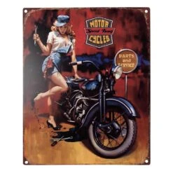 Clayre & Eef Tekstbord 20x25 Cm Rood Ijzer Motor Motor Cycles Speed