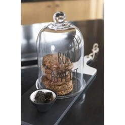 J-Line Cake Bord Onder Glas - Bon Appétit - Zwart -Meubels Voor Thuis 10836606