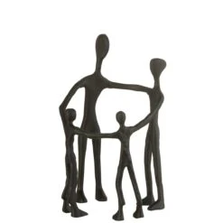 J-Line Figuur Familie Kring Aluminium Zwart