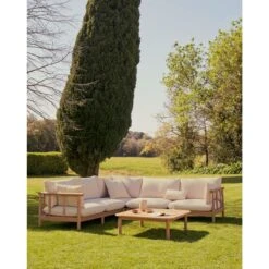 Kave Home - Set Sacova 5-zits Hoekbank En Salontafel In Eucalyptus -Meubels Voor Thuis 10855172