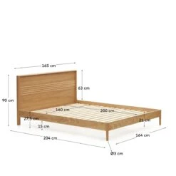 Kave Home - Lenon Bed In Hout En Eikenfineer Voor Matras 160 X 200 Cm -Meubels Voor Thuis 10855611