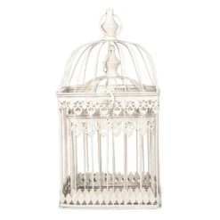 Clayre & Eef Vogelkooi Decoratie Beige Metaal Vierkant Decoratie -Meubels Voor Thuis 10876783