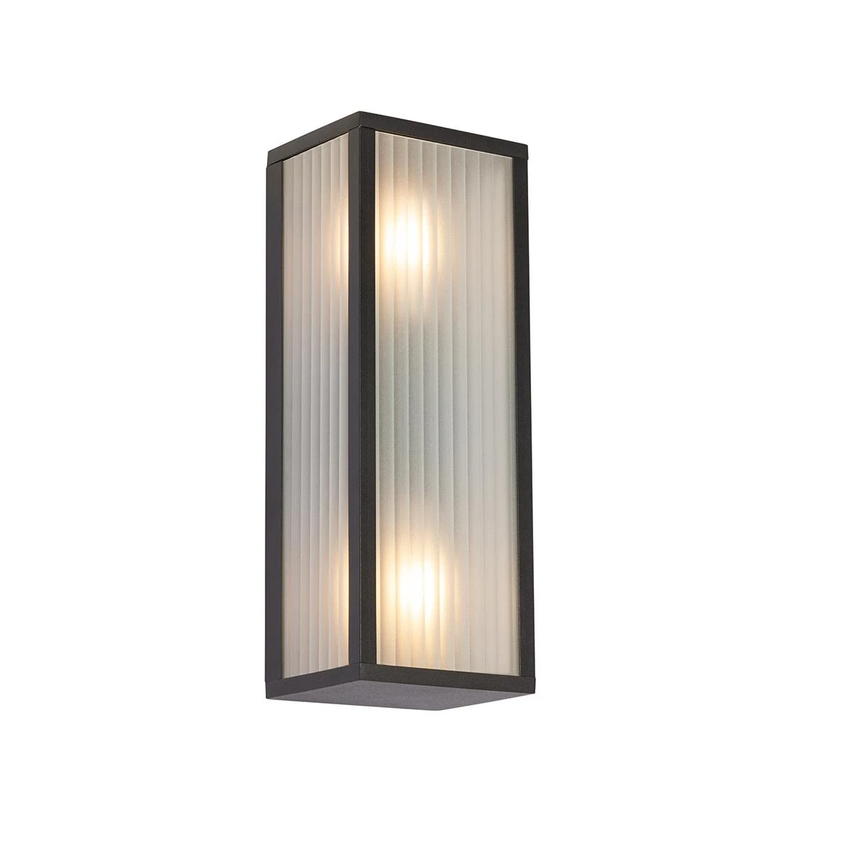 QAZQA Buiten Wandlamp Zwart Met Ribbel Glas 2-lichts IP44 - Charlois 3 QAZQA Buiten Wandlamp Zwart Met Ribbel Glas 2-lichts IP44 - Charlois