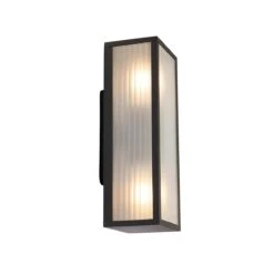 QAZQA Buiten Wandlamp Zwart Met Ribbel Glas 2-lichts IP44 - Charlois 21 QAZQA Buiten Wandlamp Zwart Met Ribbel Glas 2-lichts IP44 - Charlois -Meubels Voor Thuis 10899589
