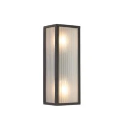 QAZQA Buiten Wandlamp Zwart Met Ribbel Glas 2-lichts IP44 - Charlois 20 QAZQA Buiten Wandlamp Zwart Met Ribbel Glas 2-lichts IP44 - Charlois -Meubels Voor Thuis 10899599