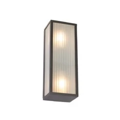 QAZQA Buiten Wandlamp Zwart Met Ribbel Glas 2-lichts IP44 - Charlois 22 QAZQA Buiten Wandlamp Zwart Met Ribbel Glas 2-lichts IP44 - Charlois -Meubels Voor Thuis 10899620