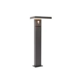 QAZQA Buiten Paaltje Donkergrijs 50 Cm Incl. LED En Dimlicht Op Solar -Meubels Voor Thuis 10913092