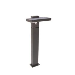 QAZQA Buiten Paaltje Donkergrijs 50 Cm Incl. LED En Dimlicht Op Solar -Meubels Voor Thuis 10913105