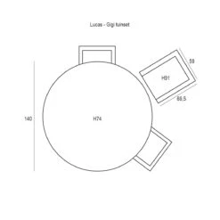 Garden Impressions Lucas Tuinset 6-delig - Gigi Tuintafel Ø140 Cm -Meubels Voor Thuis 10937186