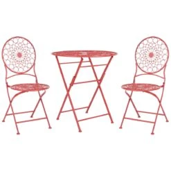 Beliani - SCARIO - Bistro Set - Rood - IJzer