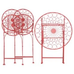 Beliani - SCARIO - Bistro Set - Rood - IJzer -Meubels Voor Thuis 10953560