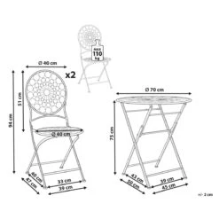 Beliani - SCARIO - Bistro Set - Rood - IJzer -Meubels Voor Thuis 10953580