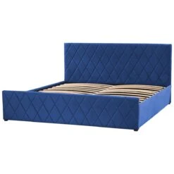 Beliani - ROCHEFORT - Tweepersoonsbed - Blauw - 180 X 200 Cm - Fluweel -Meubels Voor Thuis 10957787