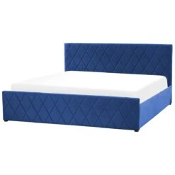 Beliani - ROCHEFORT - Tweepersoonsbed - Blauw - 180 X 200 Cm - Fluweel -Meubels Voor Thuis 10957790
