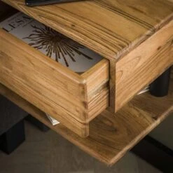 Hoyz - Nachtkastje 1L Shelve - Massief Acacia Naturel -Meubels Voor Thuis 10970652