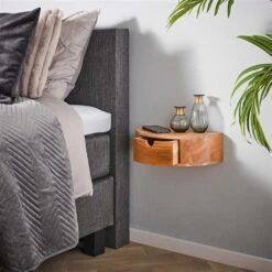 Hoyz - Nachtkastje 1L Curve - Massief Acacia Naturel -Meubels Voor Thuis 10970673