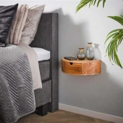 Hoyz - Nachtkastje 1L Curve - Massief Acacia Naturel -Meubels Voor Thuis 10970674
