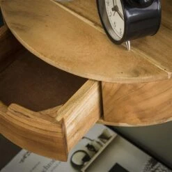 Hoyz - Nachtkastje 1L Curve - Massief Acacia Naturel -Meubels Voor Thuis 10970676