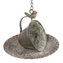 Clayre & Eef Vogelvoederhuisje Ø 21x25|57 Cm Grijs Ijzer Voerbak -Meubels Voor Thuis 10980609